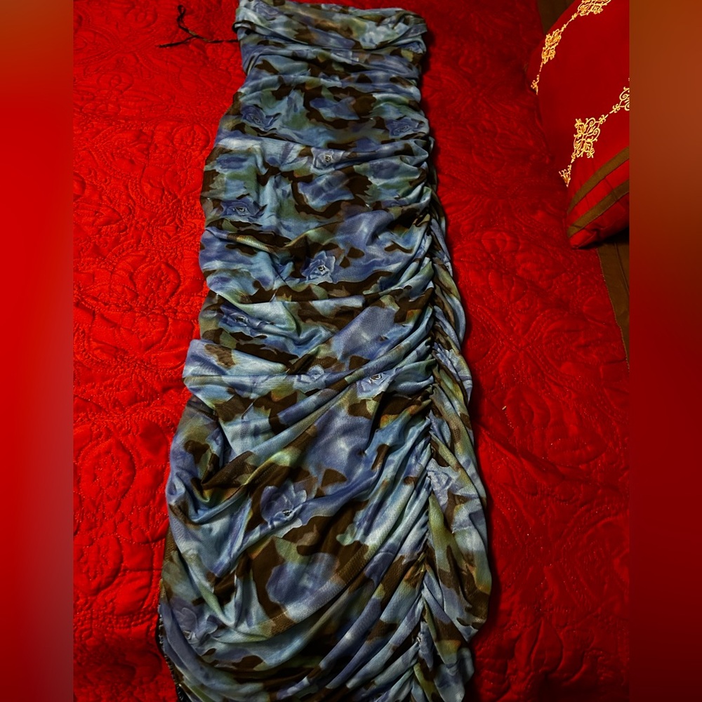 Black and blue floral dress